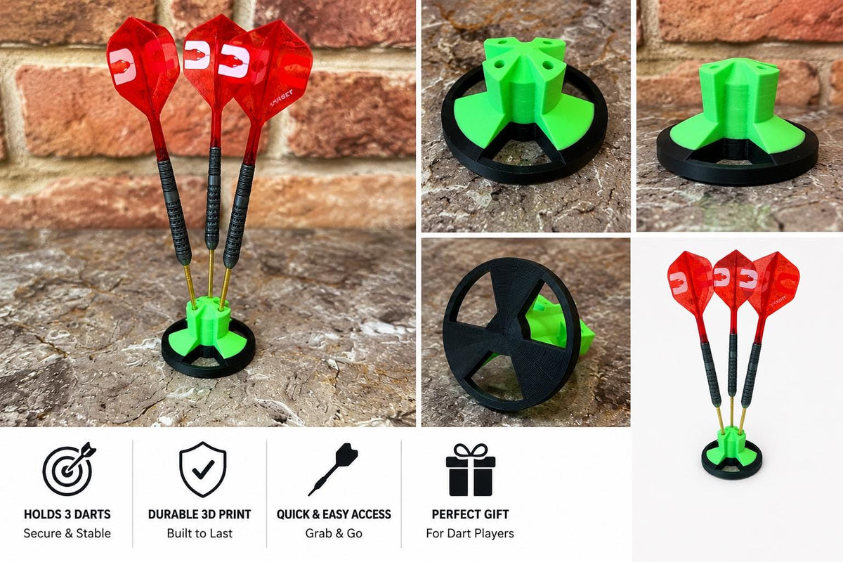 MVG Inspired 3 Dart Stand | 3D Printed Dart Holder | Holds 3 Steel Tip Darts | Display & Storage Stand | Perfect Dart Gift
