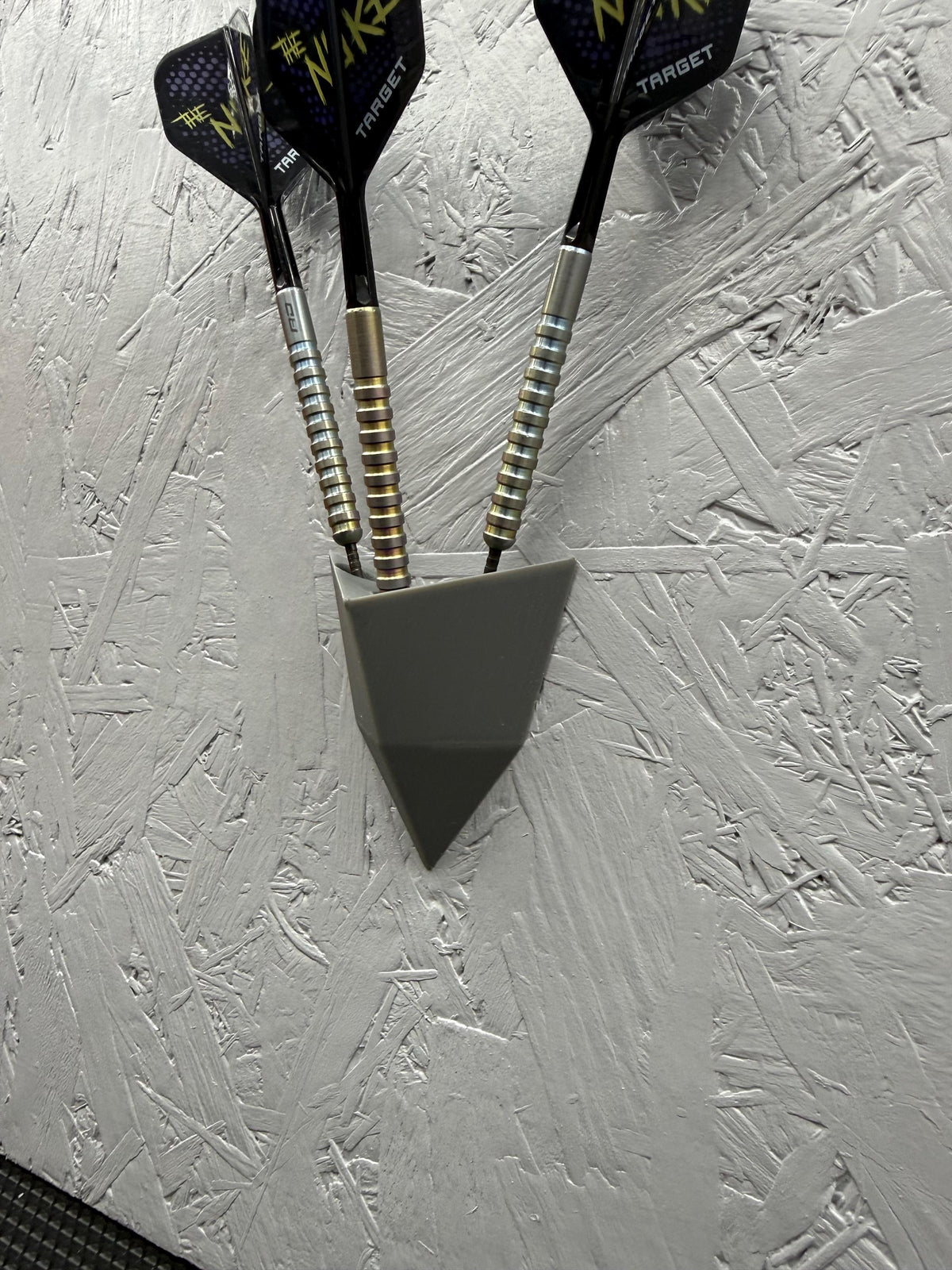 Grey Wall Mounted Dart Holder | 3 Dart Wall Rack | 3D Printed Darts Storage | Gift for Dart Players