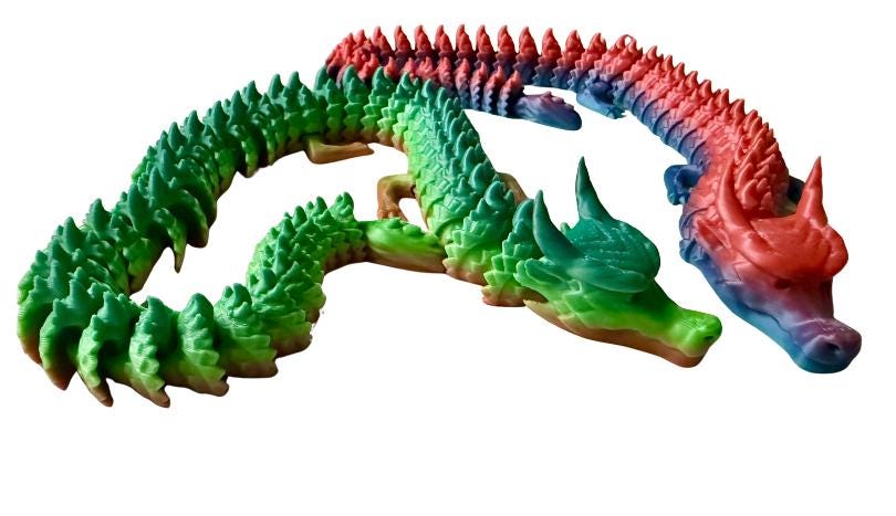 Large flexible articulated dragons. 50CM long
