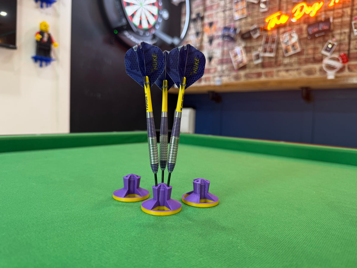 3D Printed Dart Stands – Luke Littler Inspired Purple Yellow Display Holders