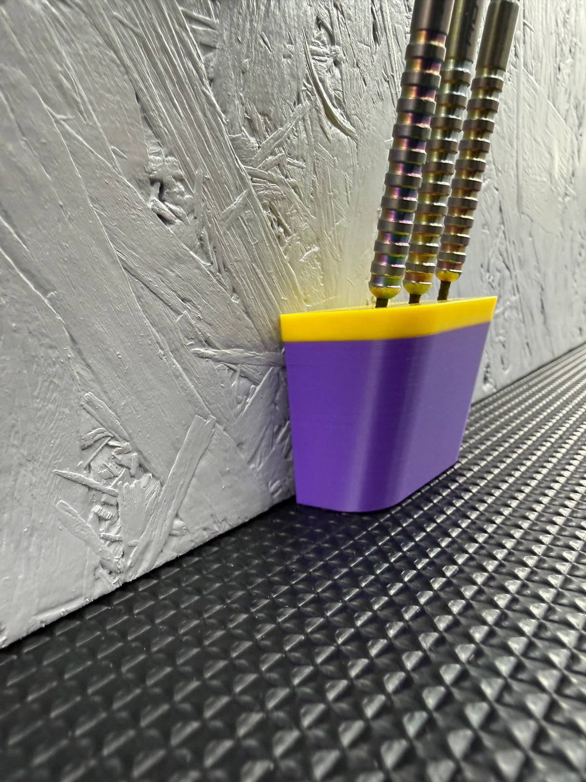 Wall Mounted Dart Holder | Purple & Yellow Luke Littler colour theme | 3 Dart Wall Rack