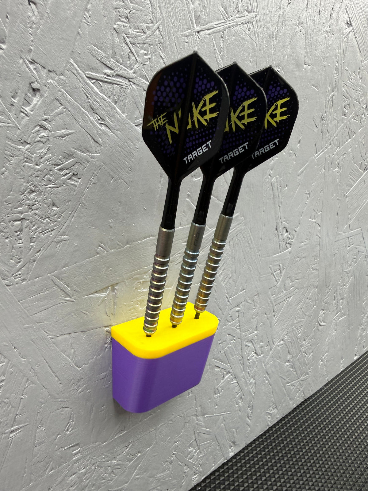 Wall Mounted Dart Holder | Luke Littler Inspired Purple & Yellow | 3 Dart Wall Rack | 3D Printed Darts Storage | Gift for Dart Players