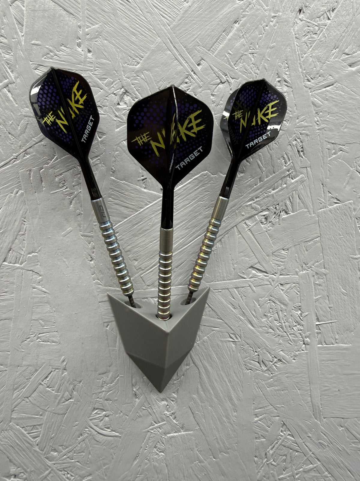 Grey Wall Mounted Dart Holder | 3 Dart Wall Rack | 3D Printed Darts Storage | Gift for Dart Players