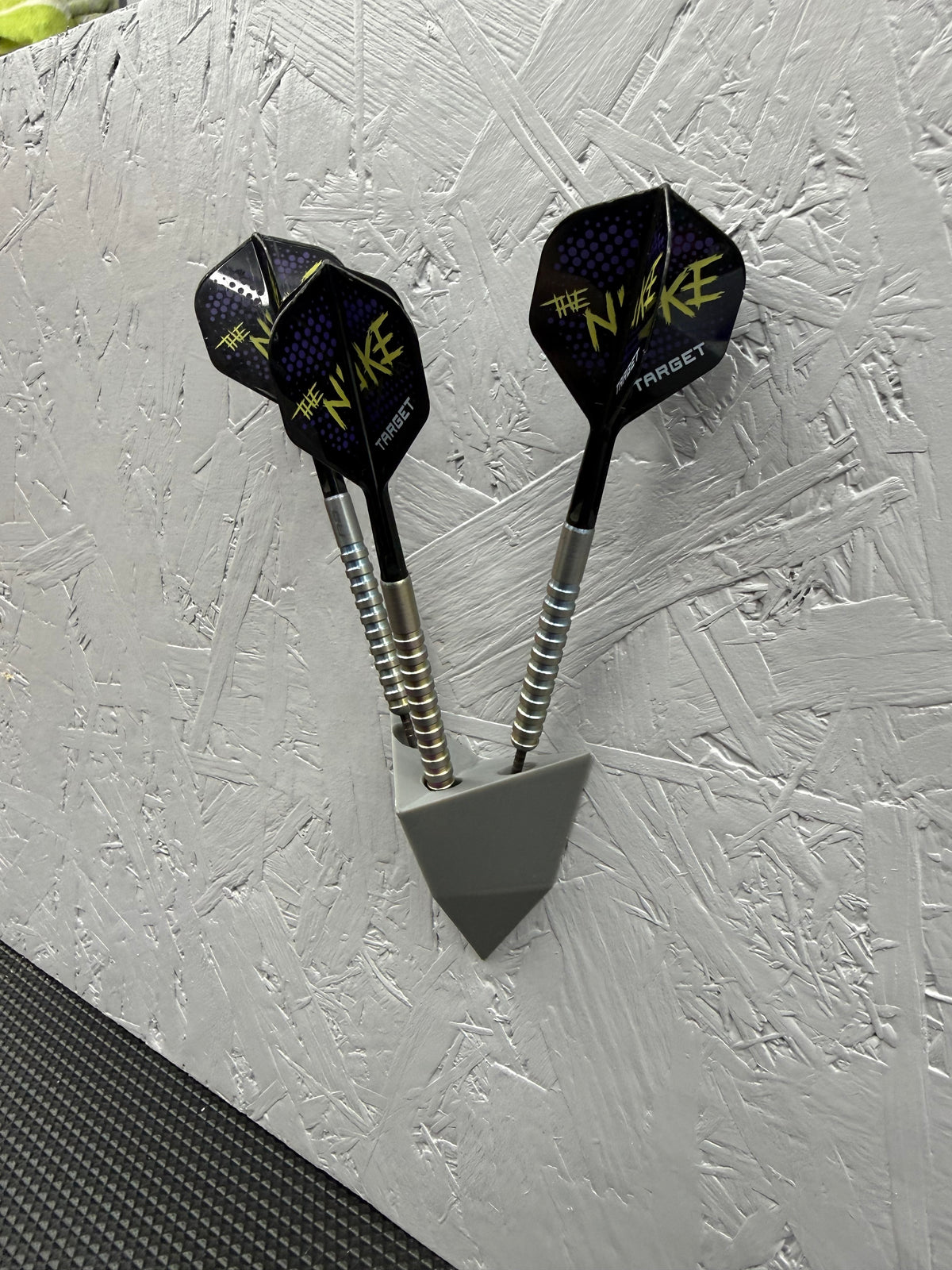 Grey Wall Mounted Dart Holder | 3 Dart Wall Rack | 3D Printed Darts Storage | Gift for Dart Players