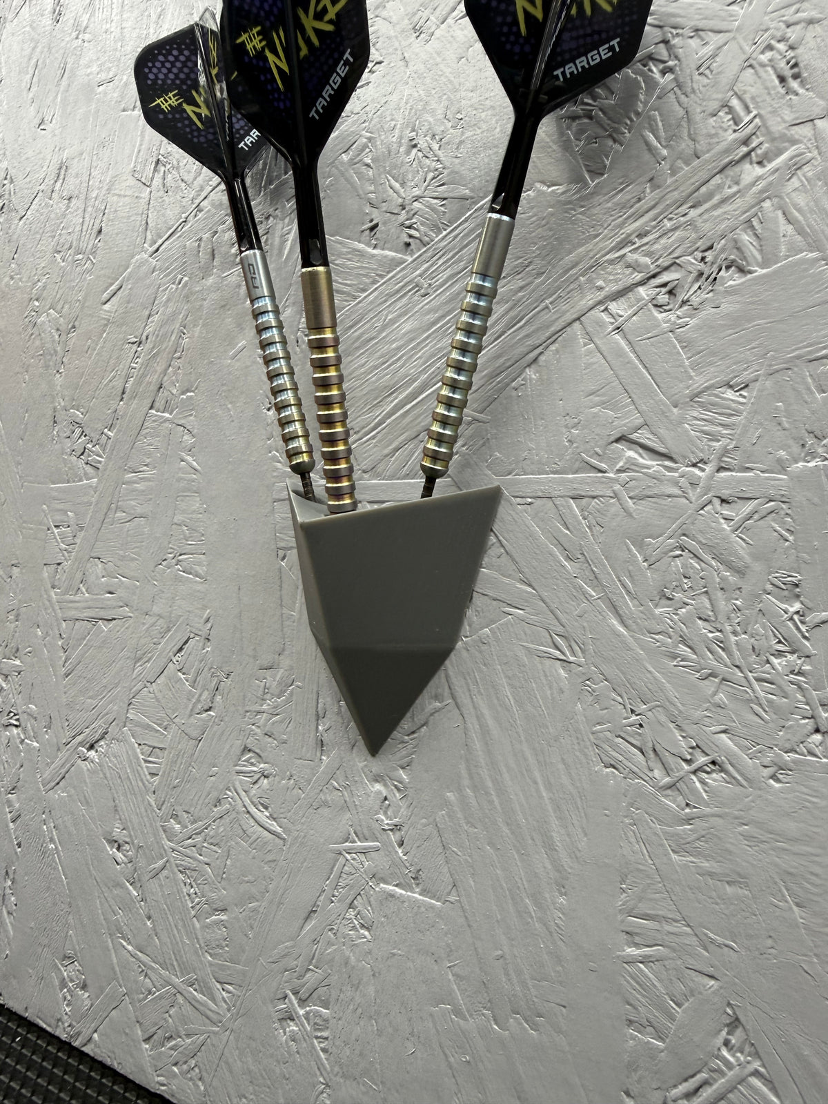 Grey Wall Mounted Dart Holder | 3 Dart Wall Rack | 3D Printed Darts Storage | Gift for Dart Players