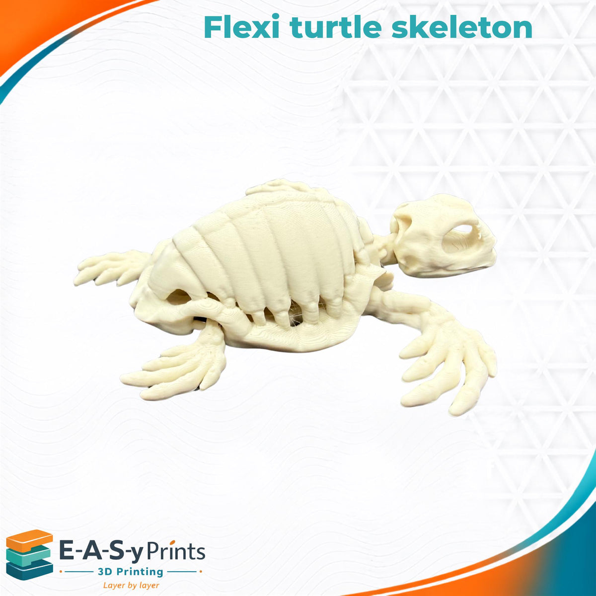 Articulated Skeleton Turtle – 3D Printed Flexible Fidget Toy | Poseable Turtle | Gothic Decor | Desk Companion | Unique Gift