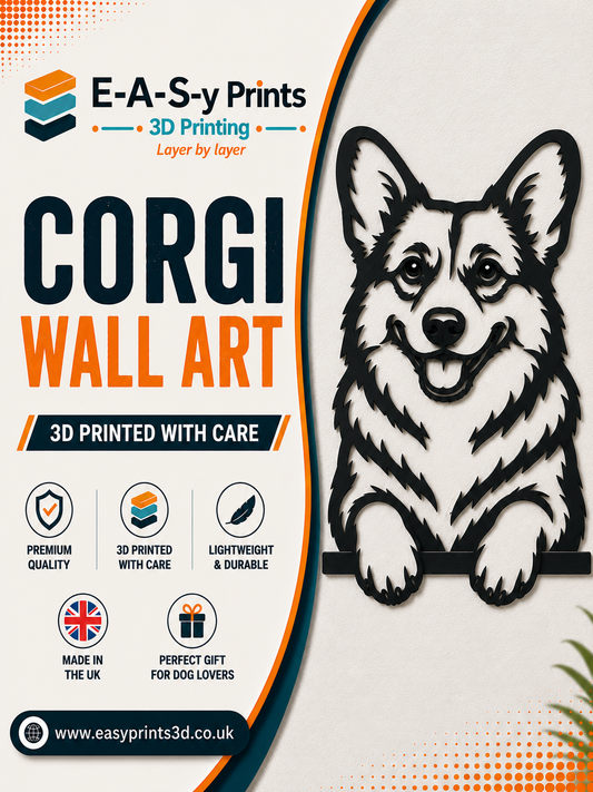 3D Corgi Wall Art - Modern Dog Silhouette