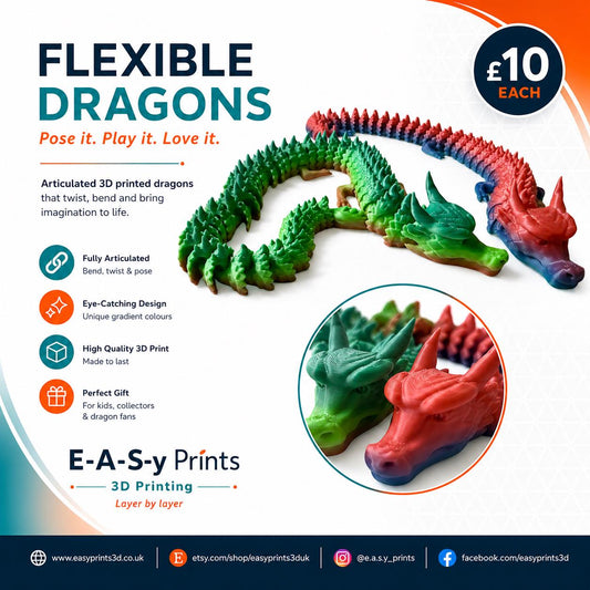 Large flexible articulated dragons. 50CM long