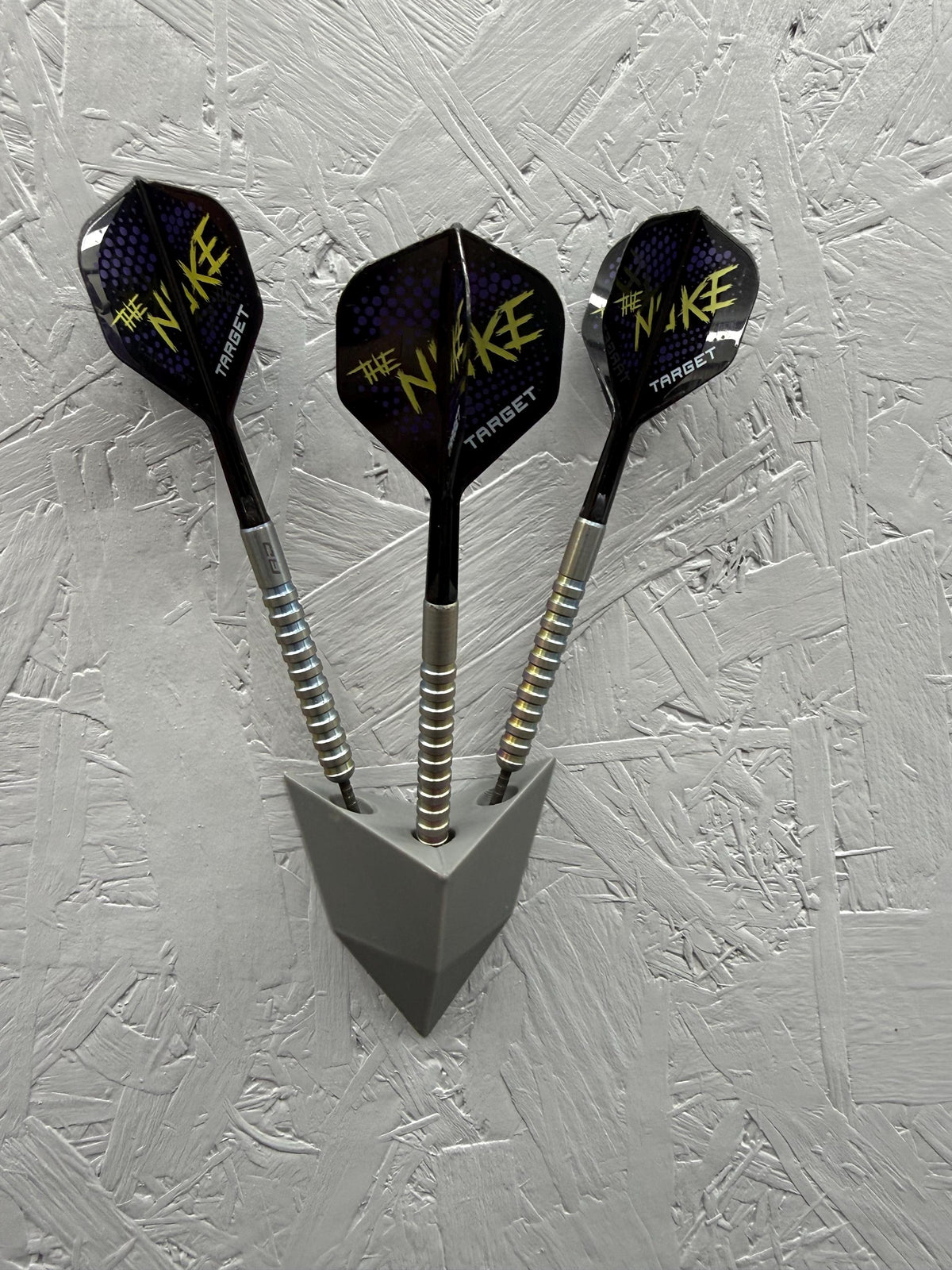 Grey Wall Mounted Dart Holder | 3 Dart Wall Rack | 3D Printed Darts Storage | Gift for Dart Players